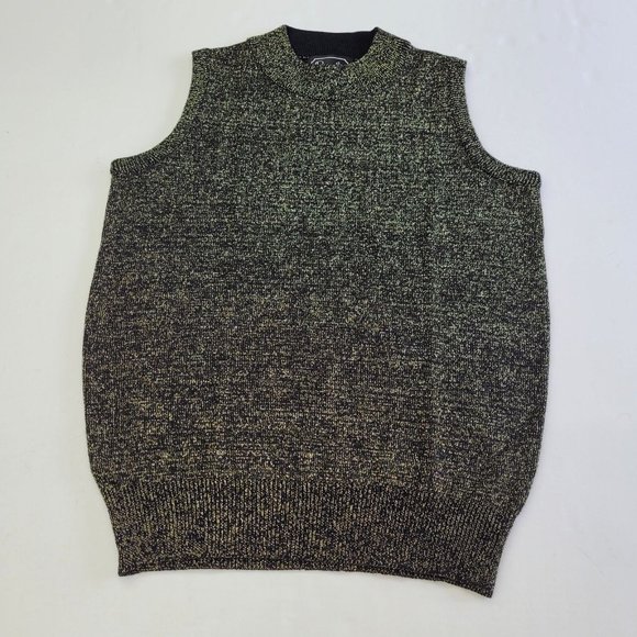 Rochelle‎ California Sweater Womens M Sleeveless Mockneck Gold Metallic Holiday - Picture 1 of 7